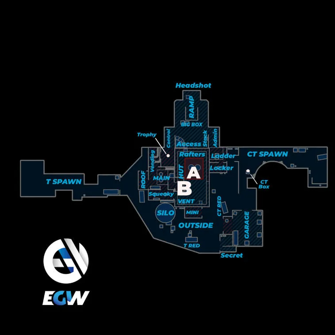 All callouts on the map Nuke in CS:GO. Photo 1