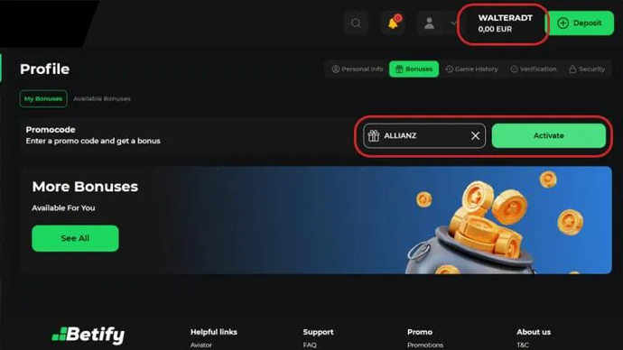 Casino Promo-Code eingeben