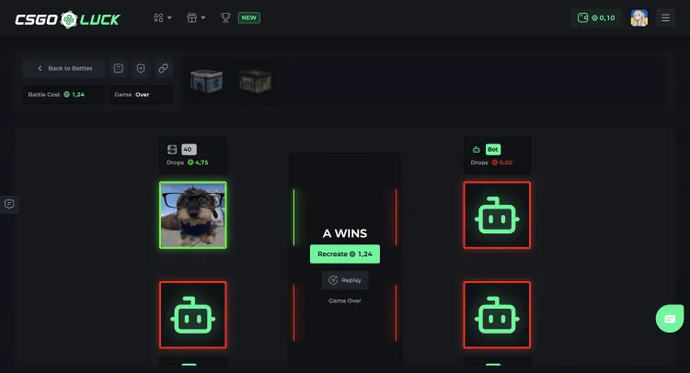 Wins in case battle sites