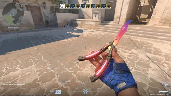 csgo cs2 butterfly knife fade on dust 2