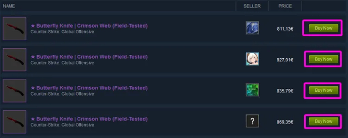 steam market buttrfly knife crimson web field tested