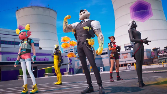 Meowdas and TNTina in front of Steamy Stacks in Fortnite Remix 