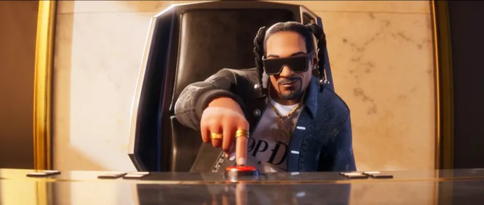 Snoop Dogg in Fortnite Remix trailer 2024 pushes the button