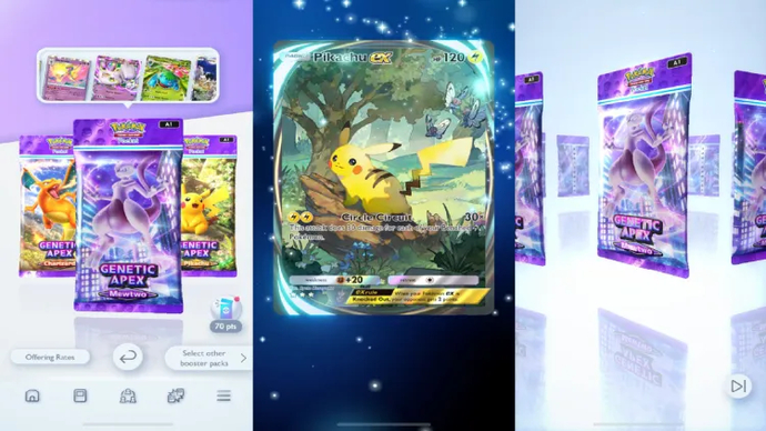 Pokemon TCG Pocket Gameplay with Pikachu card 