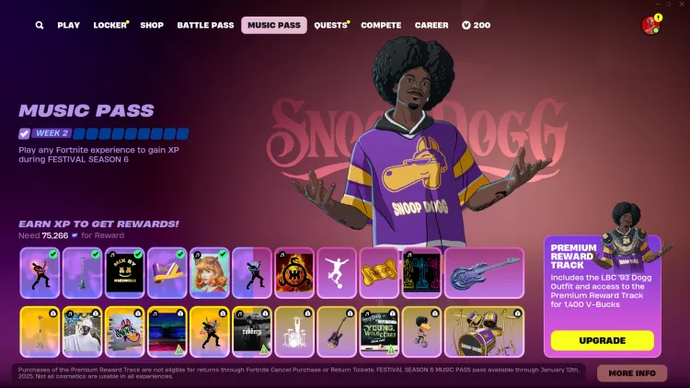 Fortnite Music Pass as known Festival Pass Season 6: Snoop Dogg