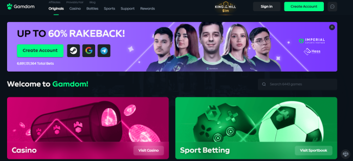 Use o código promocional Gamdom