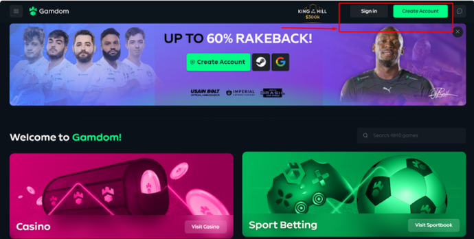 Use o código promocional Gamdom