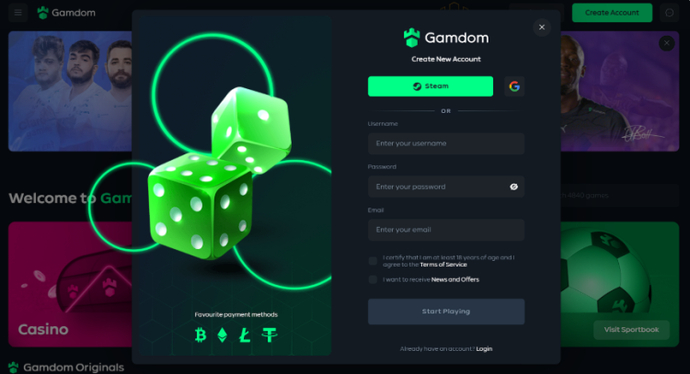 Use o código promocional Gamdom