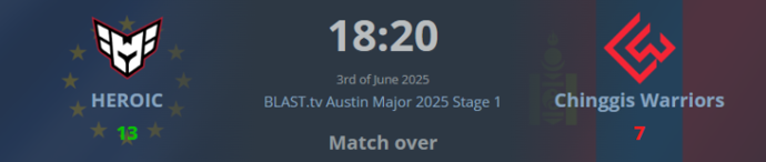Heroic won Chinggis Warriors – Austin Major 2025 Stage 1 1