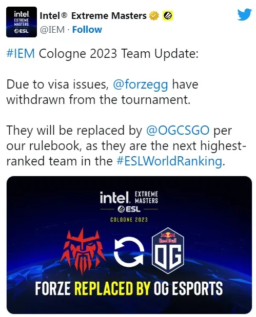 Shockwaves at IEM Cologne Play-In: OG Shakes the Scene as Forze Gets Replaced!. Photo 1