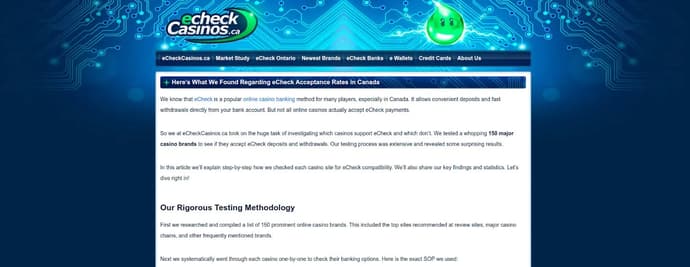 Site de iGaming testa mais de cem casinos - Aqui estão os que aceitam Echeck no Canadá