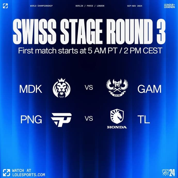 Dia de fazer ou morrer no Mundial 2024 - Programação do Campeonato Mundial de LoL 2024 Etapa Suíça Dia 5 Dia de fazer ou morrer no Mundial 2024 - Programação do Campeonato Mundial de LoL 2024 Etapa Suíça Dia 5