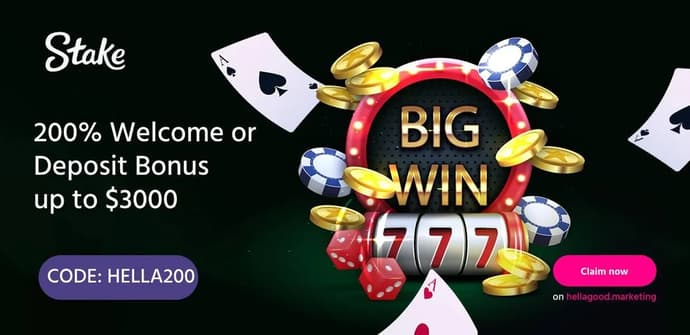 Interface du casino Stake montrant des promotions et des jeux