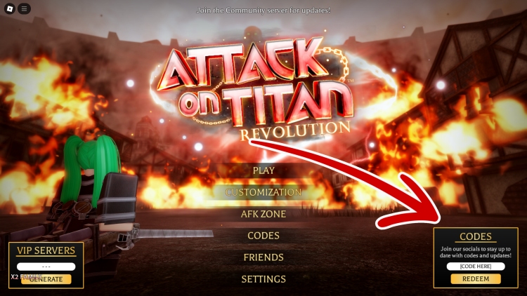 Roblox Attack on Titan Revolution Codes 2