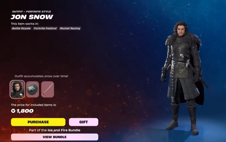 A colaboração entre Fortnite e Game of Thrones traz Jon Snow, Daenerys e o Rei da Noite 2.