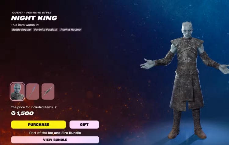 A colaboração entre Fortnite e Game of Thrones traz Jon Snow, Daenerys e o Rei da Noite 3.